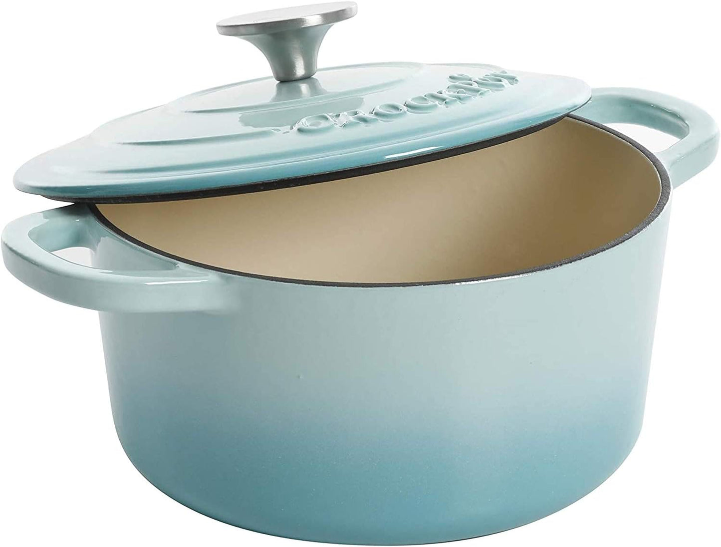 3 Quart Enameled Cast Iron Dutch Oven – Aqua - Curated Catalog S4